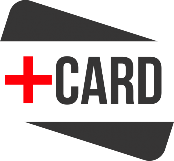 Логотип компании PLUSCARD карты, визитки, баннера любой сложности
